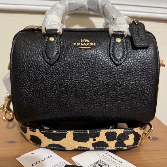 🥰 Coach Mini Rowan Crossbody Bag With Leopard Print - Picture 11 of 12